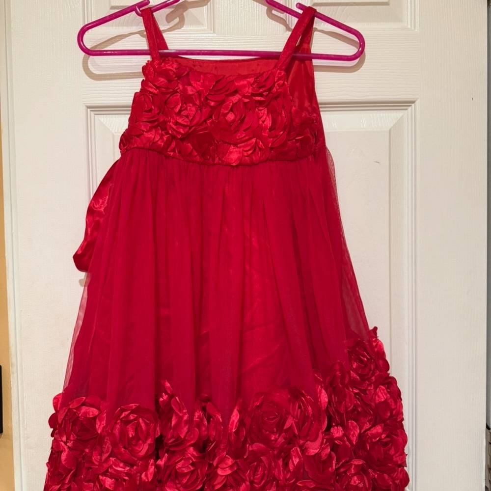Bonnie Jean Red Embellished Ruffled Sundress for Weddings